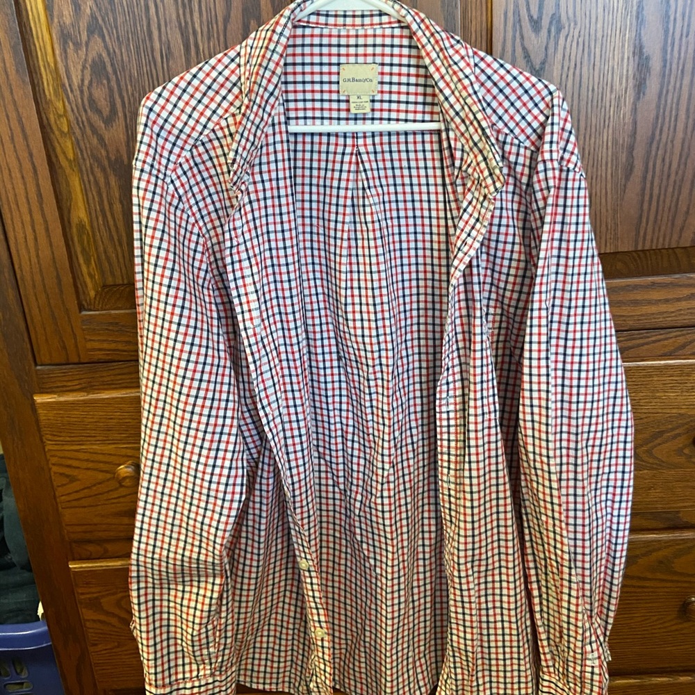 Red and blue button down